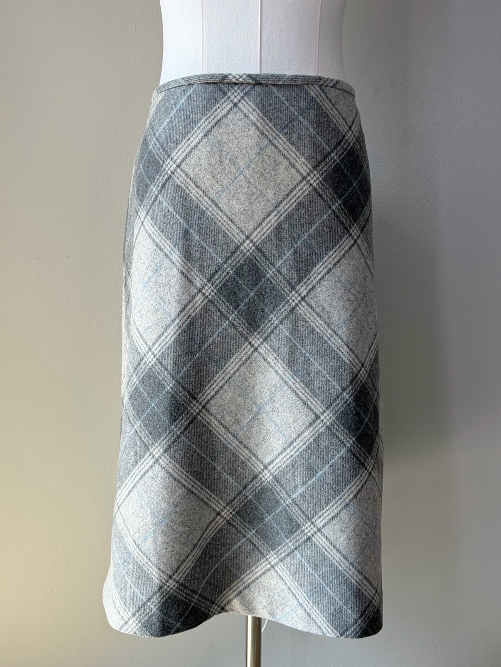 Ann Taylor LOFT Gray Plaid Virgin Wool Blend Skirt